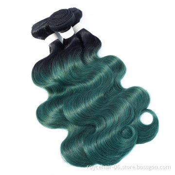 High quality  10A Mink Brazilian Virgin Hair Body Wave  Bundles Ombre Colors Human hair Body wave Curly bundles  1B Green